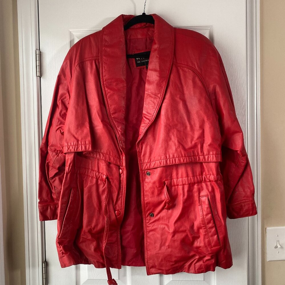 80's Vintage Wilsons | Red Leather Drawstring Waist Coat